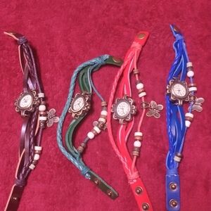 Handcrafted Boho Leather Braided Watch Bracelets- Assorted Colors